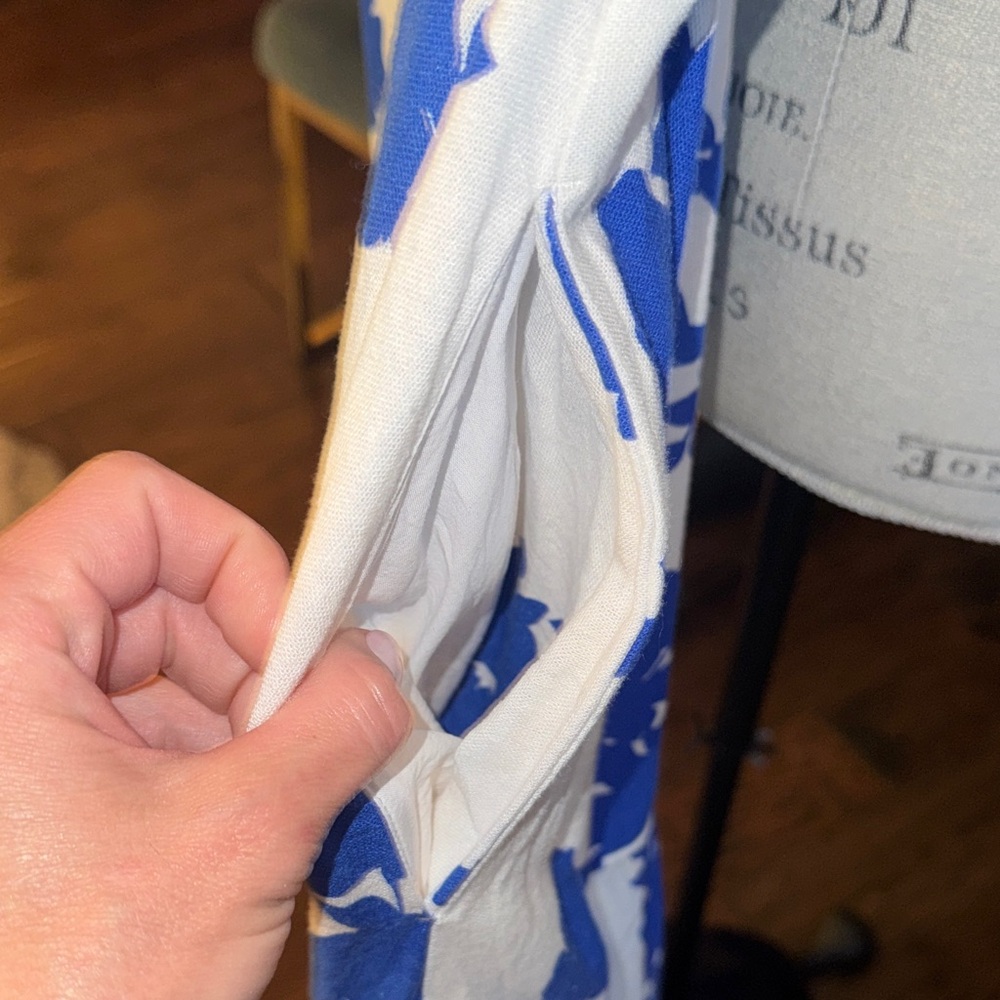 Cynthia Rowley Blue White Floral Maxi Dress w/ hand pockets adjustable straps XS - Picture 4 of 14